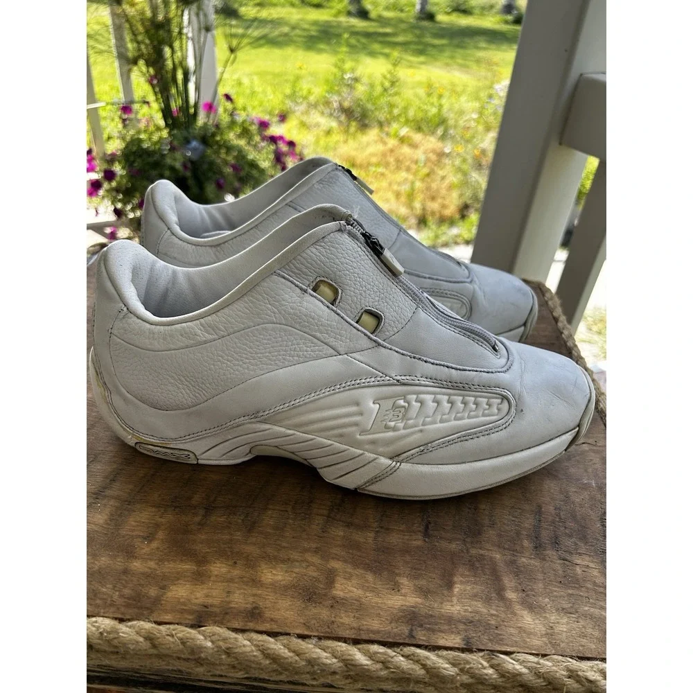 New Balance RB602 Mens 11 White Leather Zip Walking Shoes Comfort Sneakers
